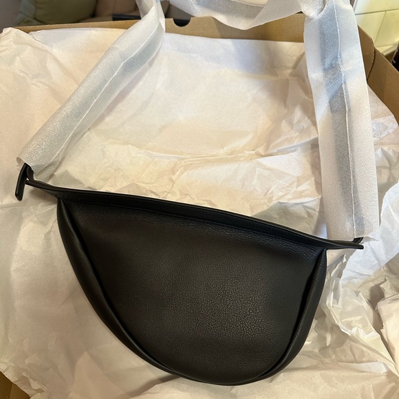 The Row Slouchy Banana Black Leather Crossbody Bag - Picture 1 of 2
